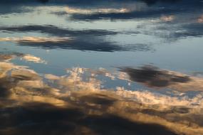 Mirroring of the colorful and beautiful sky with clouds in the water