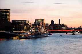 London The Waterfront at Twilight