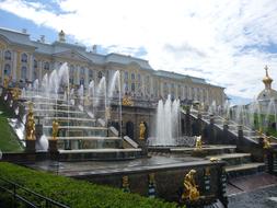 fountain cascade near Summer Palace, Russia, St Petersburg, peterhof