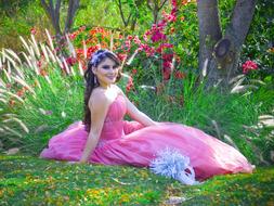 Pretty Beautiful Woman in park