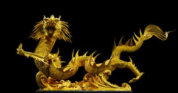 Golden Dragon Broncefigur Gold