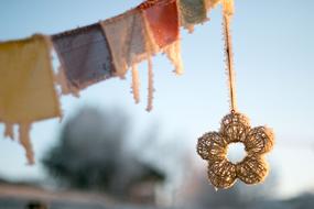 Tibetan Prayer Flags Winter Frozen