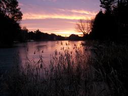 Lake In Winter Sunrise Ice Cover