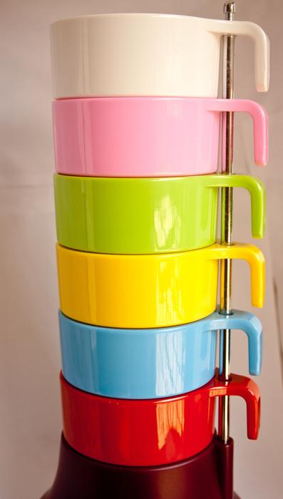Mugs Plastic Colourful on the stack