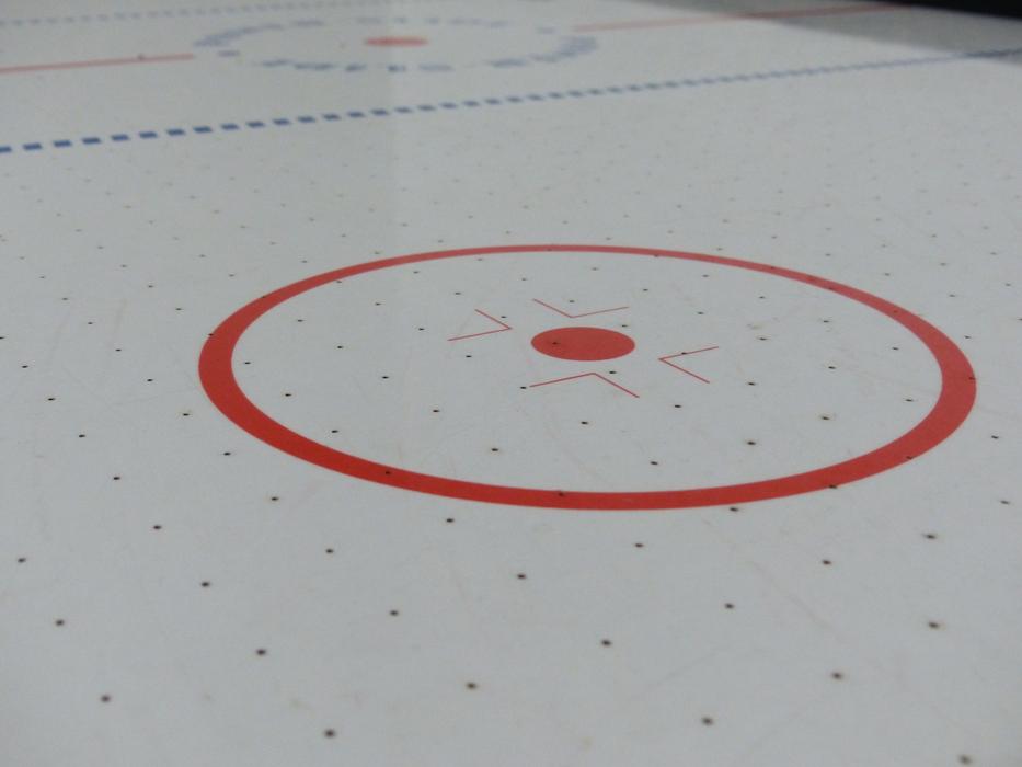 Red, blue and white field for air hockey