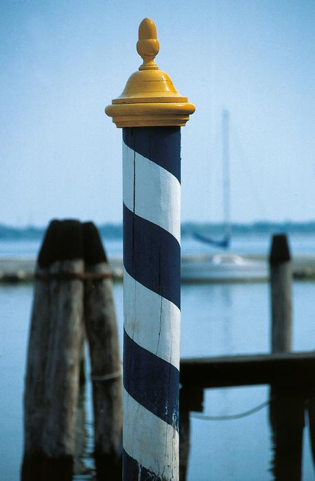 port embankment in blurred background