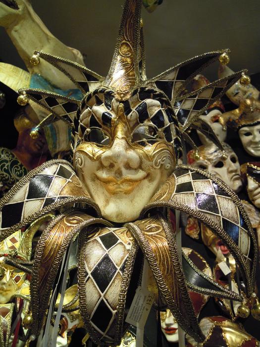 carnival mask on a shop window