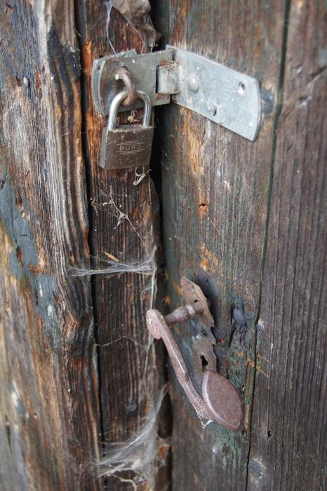 Padlock on Door Log Cabin