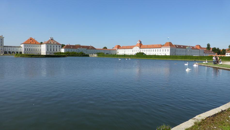 Beautiful landscape with the Castle Nymphenburg on the coast of Munich, Bavaria, Germany