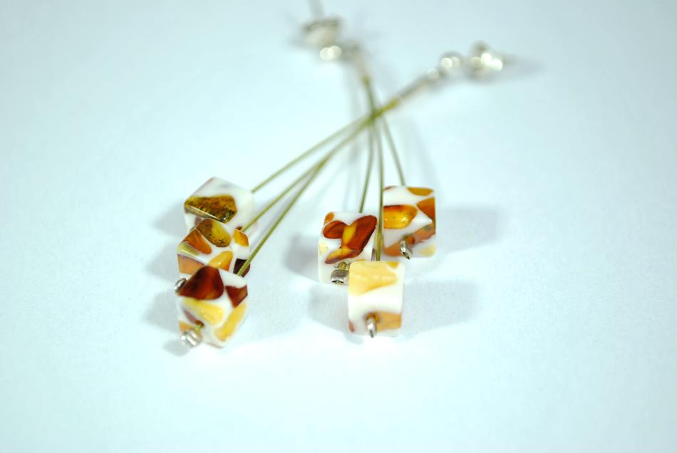 beautiful earrings with amber