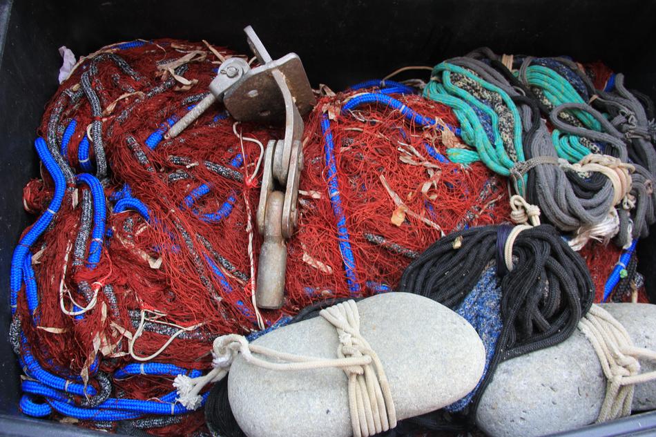fishing nets with braids close-up