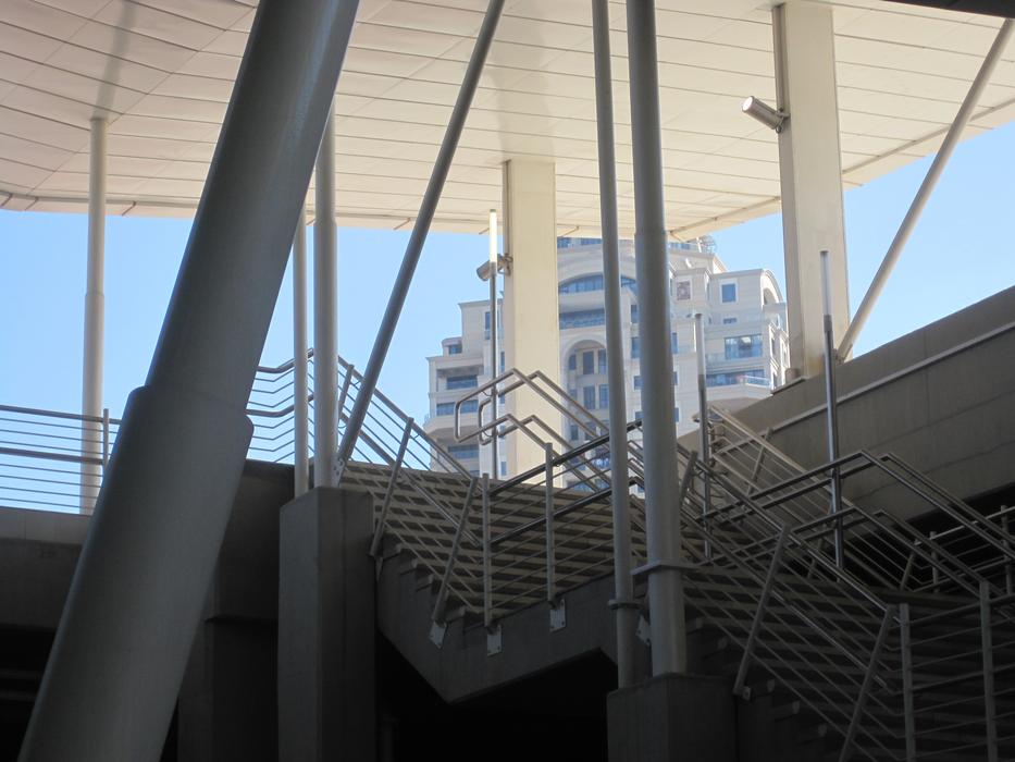 staircase with railing on the roof