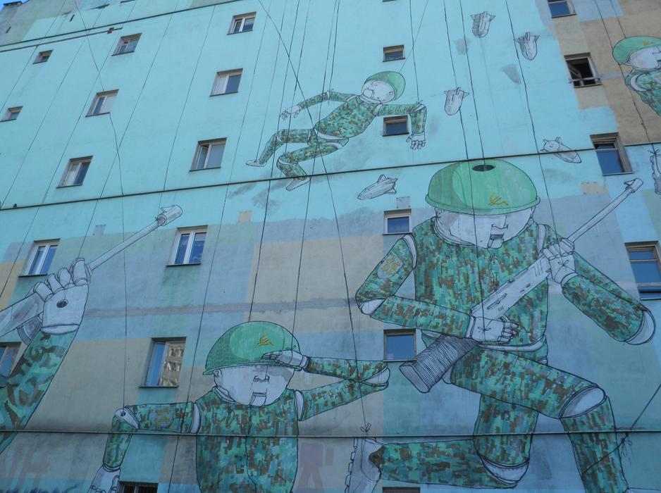 military as graffiti on the wall in poland