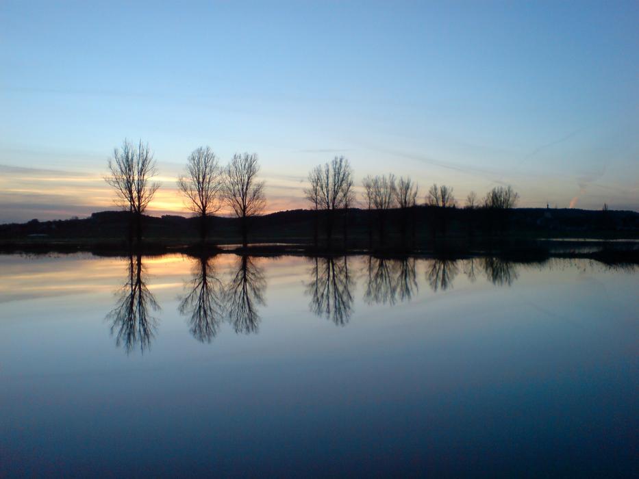 Water Flood in Pommersfelden at dusk