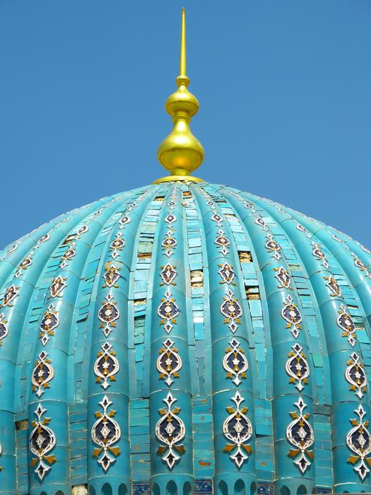 blue dome of the mosque in Uzbekistan