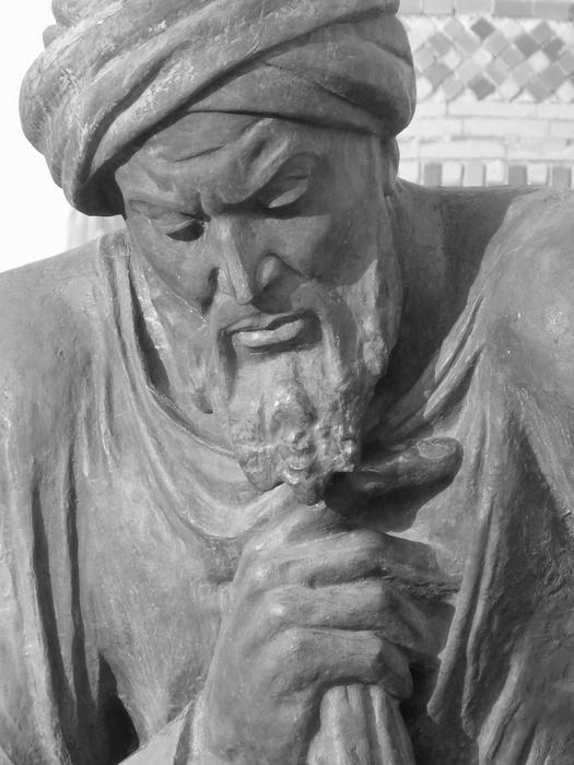sculpture of the scientist Al Khorezmi in Uzbekistan