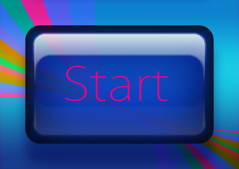 blue start button on colorful background