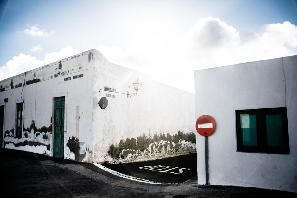 stop sign on the street in lanzarote