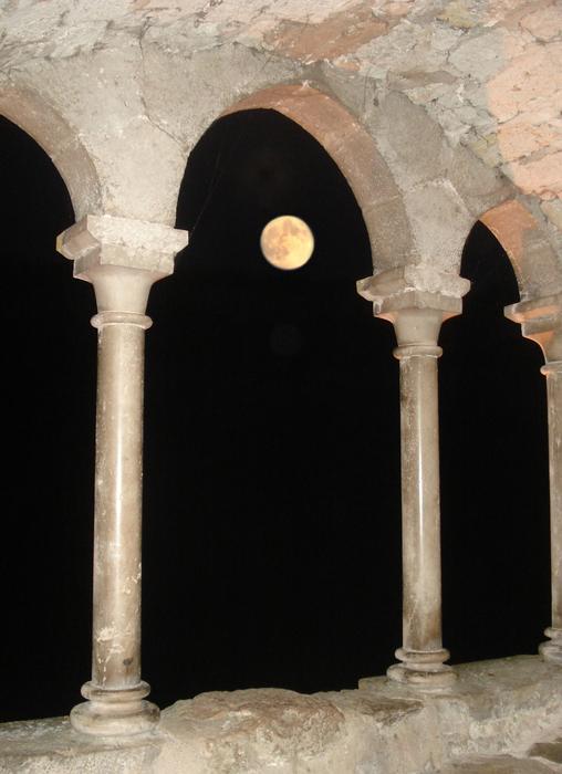 view from the monastery to the black night sky