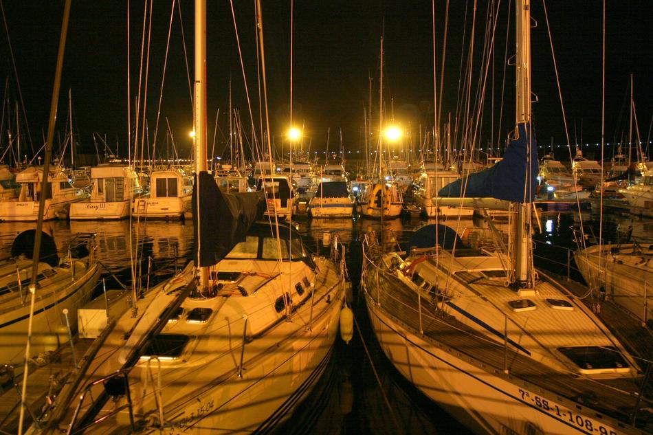 ships at night port in northern Spain