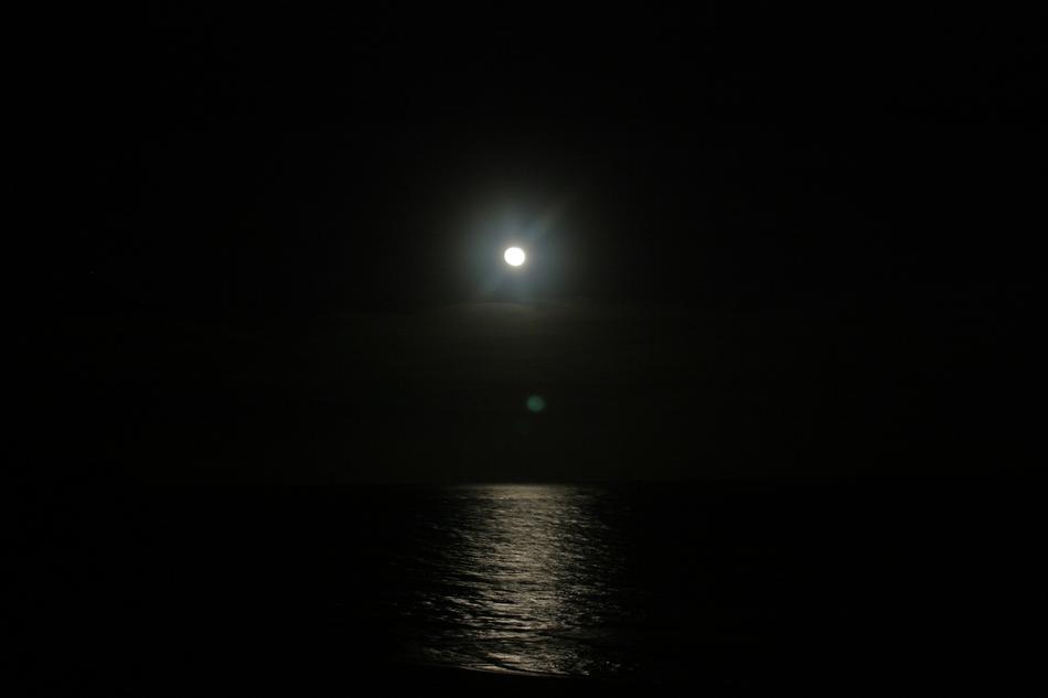 Moon Night over water in the dark