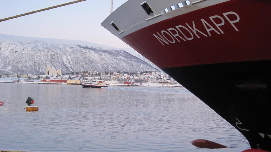Nordkapp Hurtigruten boat in port