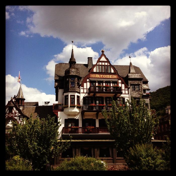 Beautiful and colorful hotel among the plants in Assmanshausen, Germany