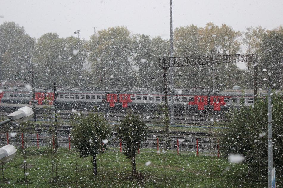 The First Snow at Railway