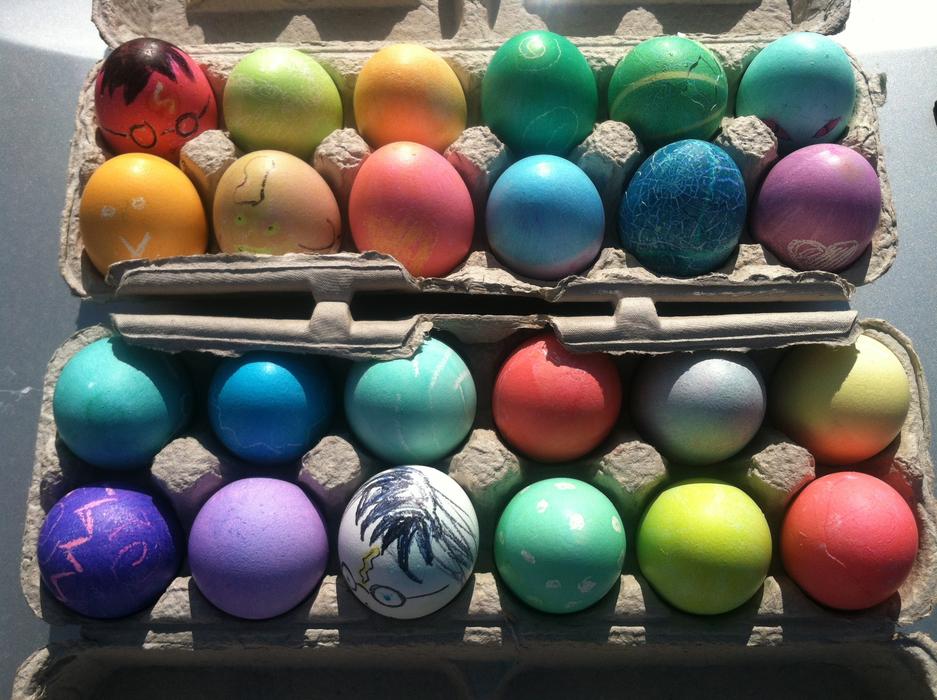 Easter Eggs in cardboard trays