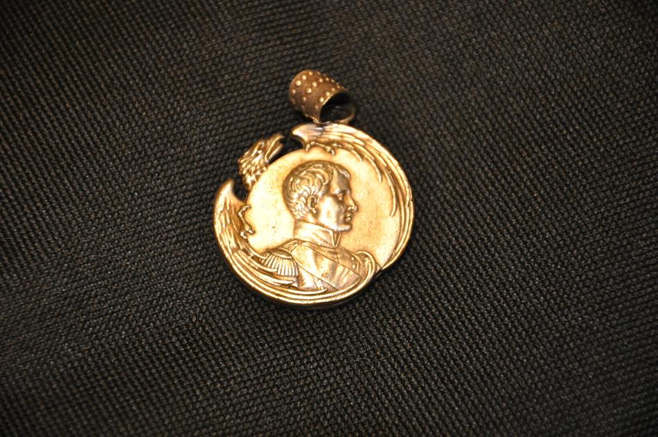 vintage Silver Medallion with Napoleon portrait