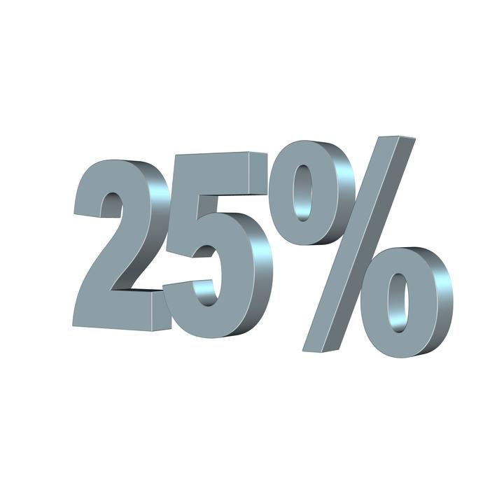 25% as symbol on white