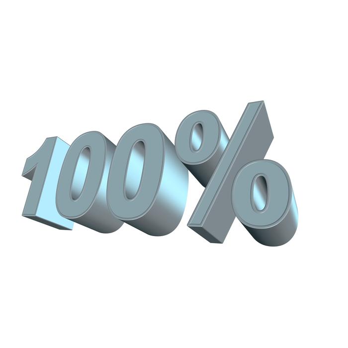 100% as symbol on white