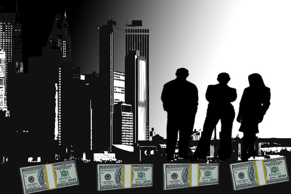 black silhouettes in the financial world