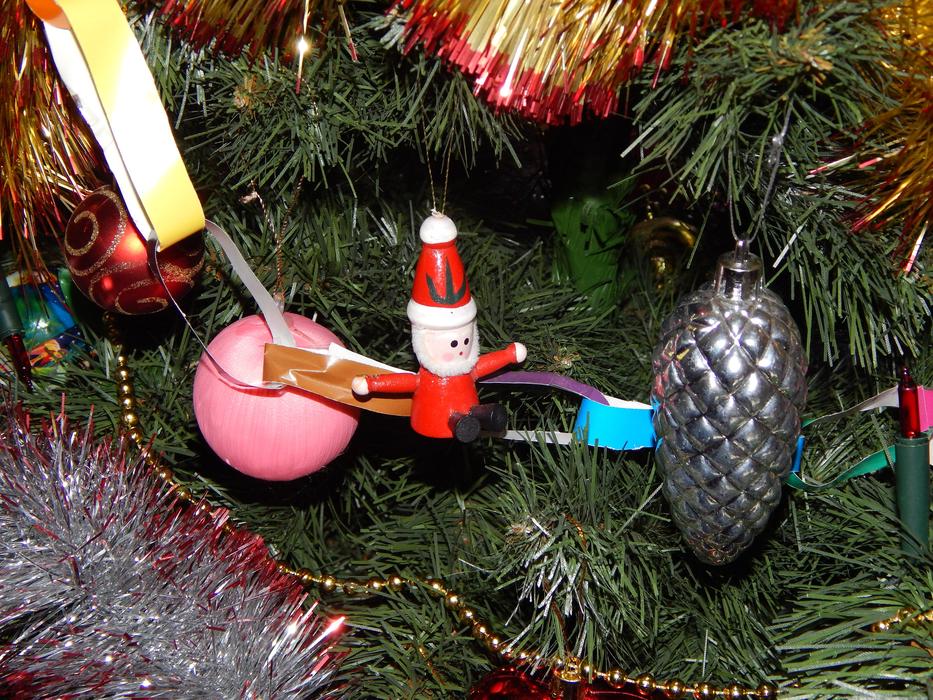 Christmas Baubles on pine Twigs