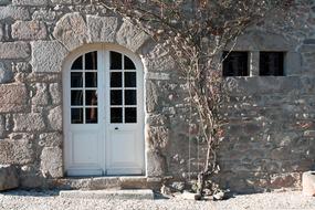 Arched Door Stone Wall