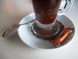chocolate candy by hot drink