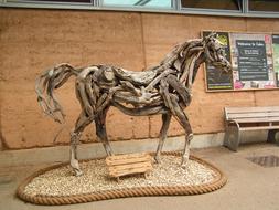 wooden horse sculpture in cornwall, england