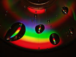 Drops Of Water on colorful cd, macro