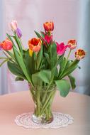 bouquet of tulips on the table