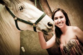 horse white and girl