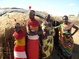 Africa Women in traditional clothes in village