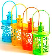 colorful garden candlesticks