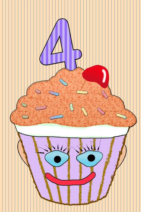 birthday 4 cup cake muffin