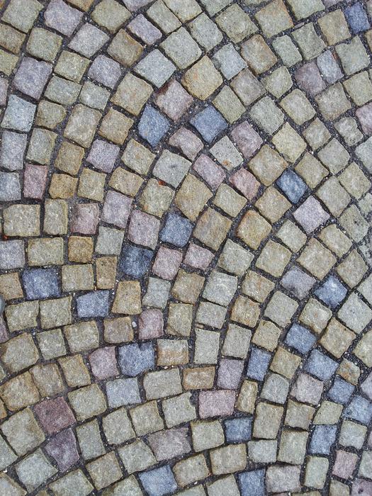 colored cobblestone pavement, Czech Republic