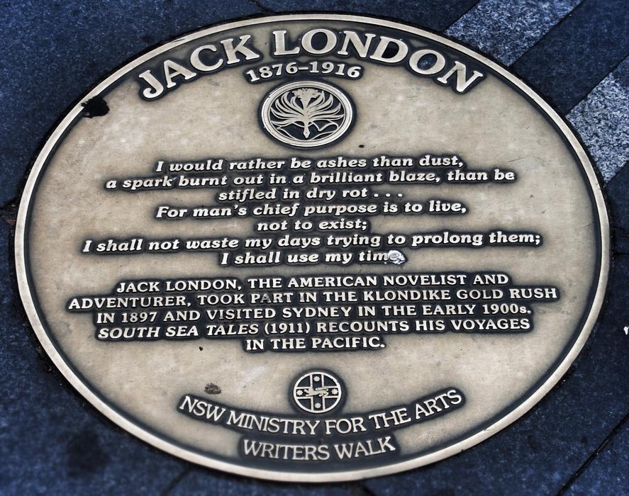 Jack London sign with quote on writers walk, australia, Sydney