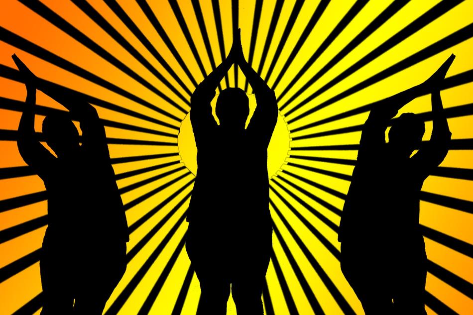 yoga meditation sunbeam silhouettes