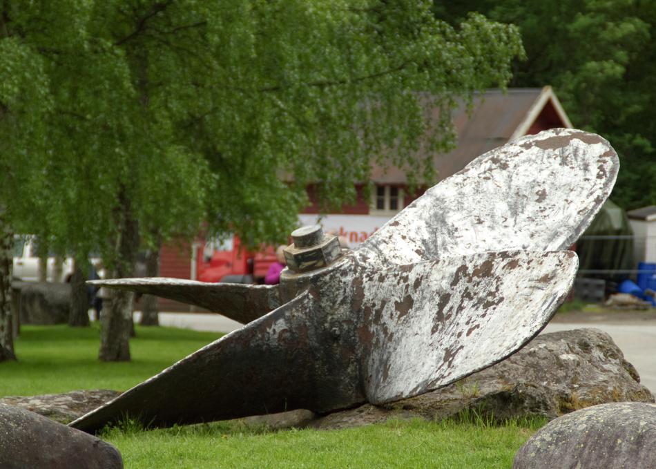 huge propeller on a lawn in Norway