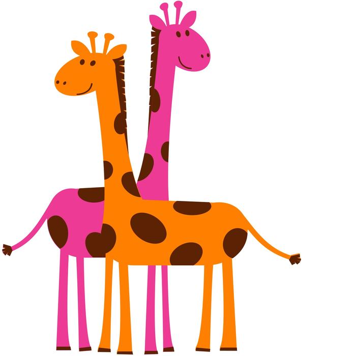 giraffes orange pink cartoon