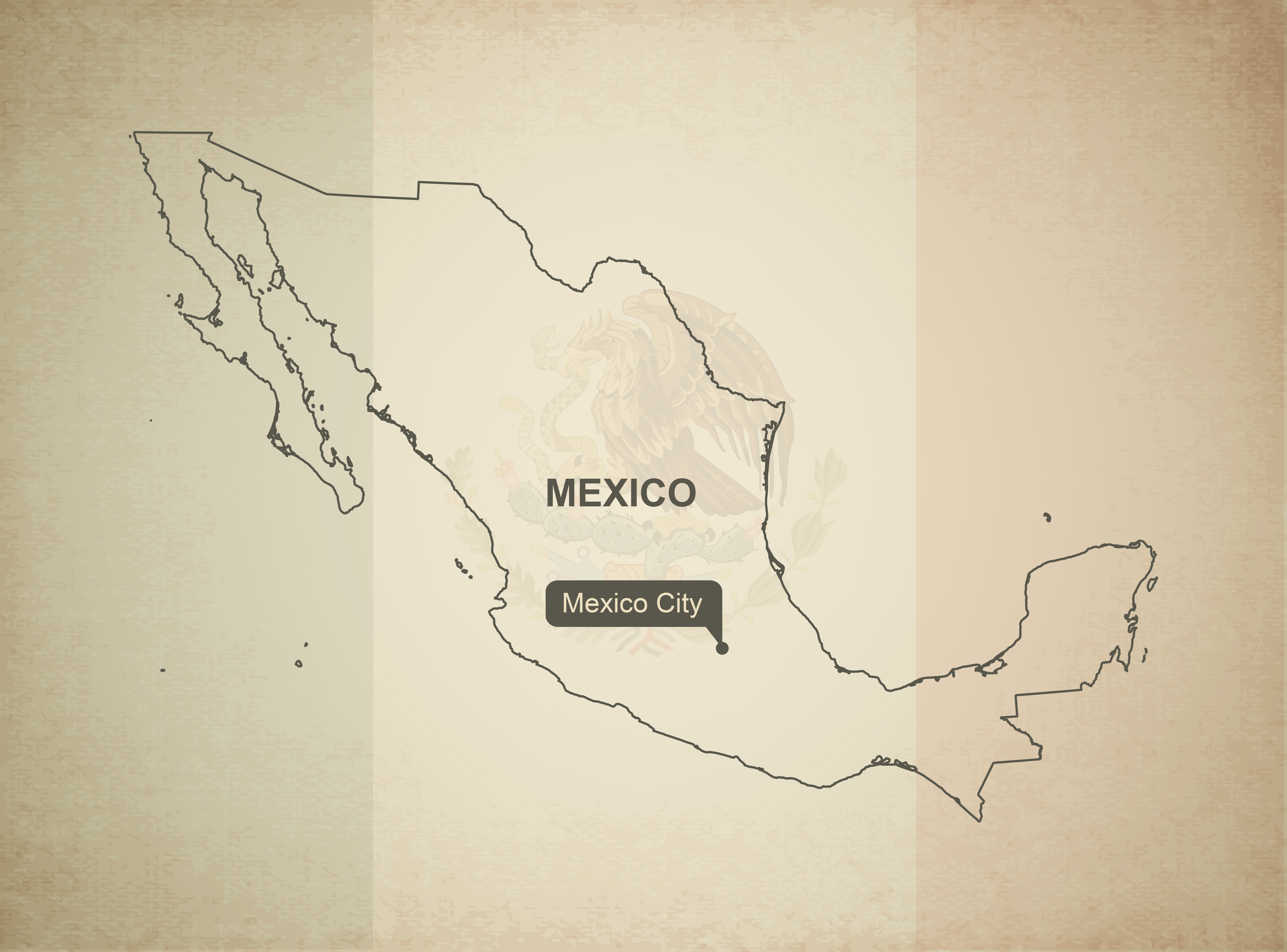 Mexico geography outline map free image download