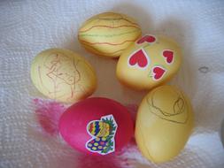 pink and yellow easter eggs